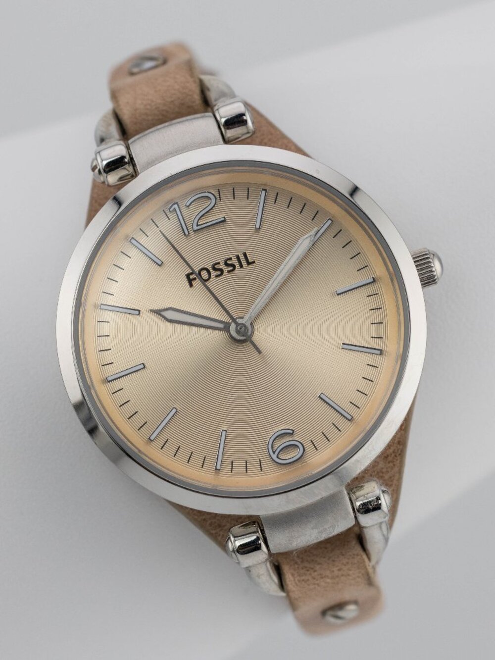 FOSSIL Georgia ES-2830 Sand Leather Quartz Analog Women's Watch Fresh Battery